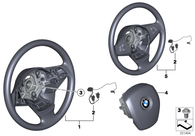2008 BMW X5 Steering Wheel, Leather Diagram