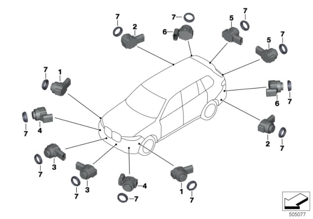 2020 BMW X7 Ultrasonic-Sensor Diagram 1