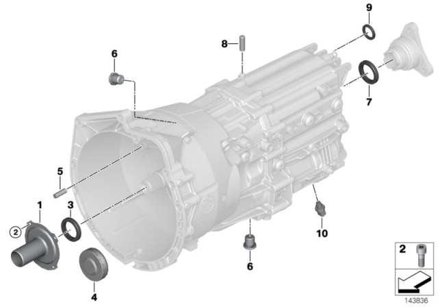 2006 BMW 650i Gearbox Housing & Mounting Parts (GS6-53BZ/DZ) Diagram