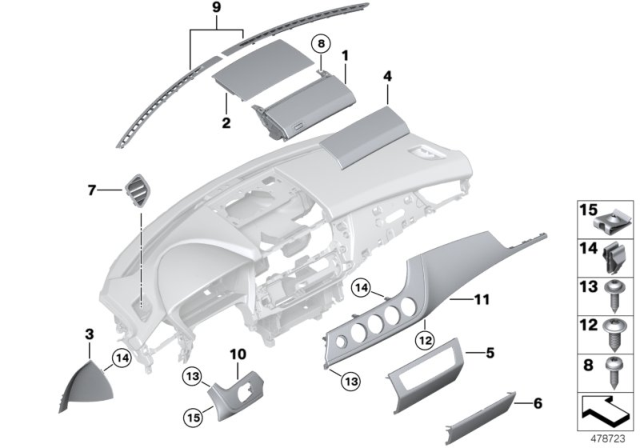 2016 BMW Z4 Mounting Parts, Instrument Panel Diagram 2