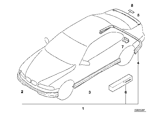 1999 BMW 540i Installing Set Spoiler Front Diagram for 51110139583