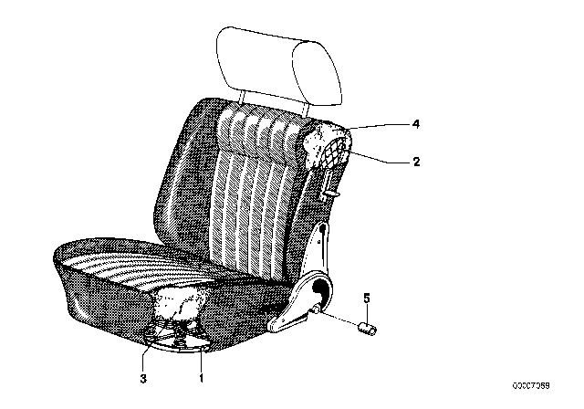 1976 BMW 2002 Front Seat Spring Frame Pad Diagram