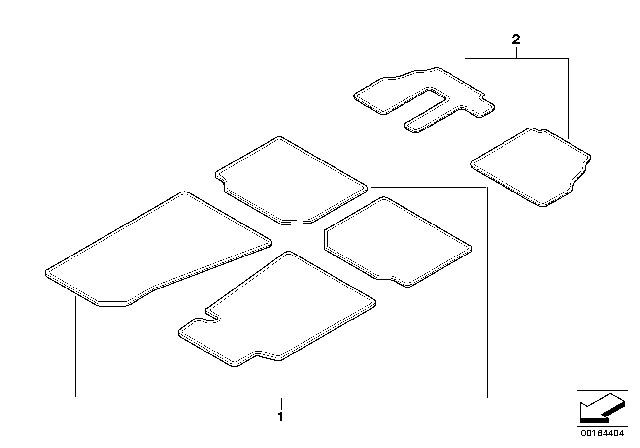 2008 BMW 328i Floor Mats Diagram 1