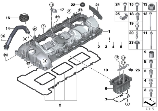 2015 BMW M3 Cylinder Head Cover / Mounting Parts Diagram
