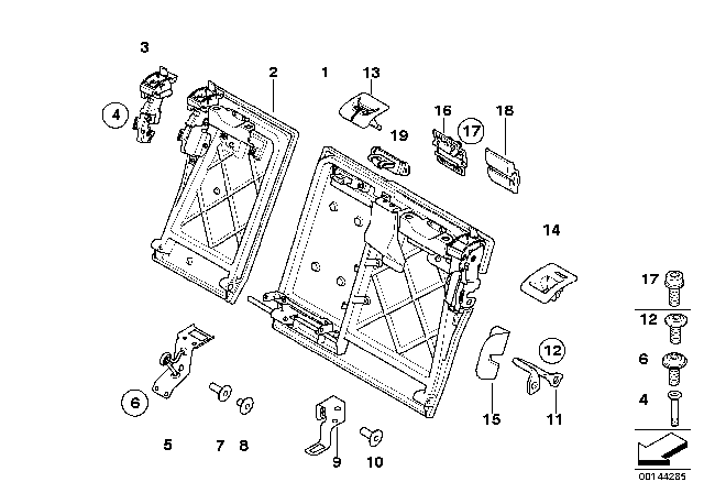 2009 BMW 535i xDrive Seat, Rear, Seat Frame Diagram