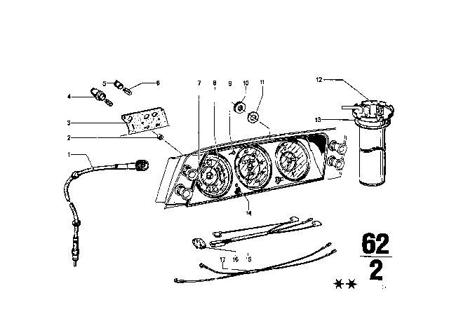 1969 BMW 1602 Instruments / Mounting Parts Diagram 2