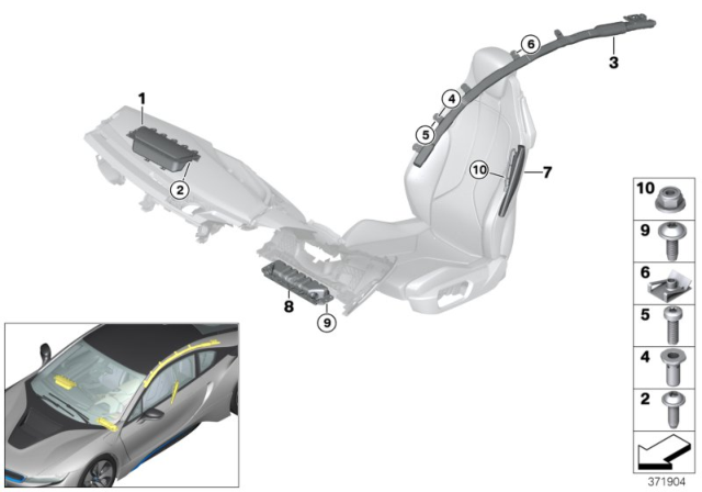 2016 BMW i8 Airbag For Front Passenger Diagram for 72129289695