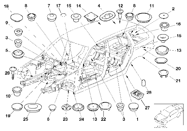 2004 BMW 325xi Sealing Cap/Plug Diagram