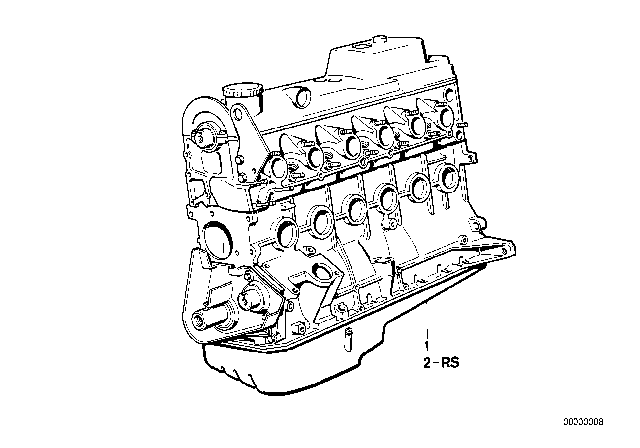 1986 BMW 524td Exchange Short Engine Diagram for 11001285897