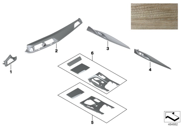 2018 BMW 540i Individual Wood Sen-Hellbraun Diagram