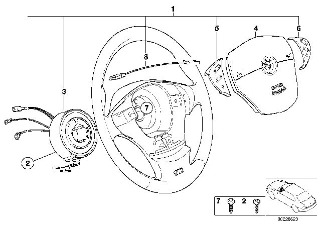 1999 BMW 528i M Sports Steering Wheel, Airbag Diagram 3