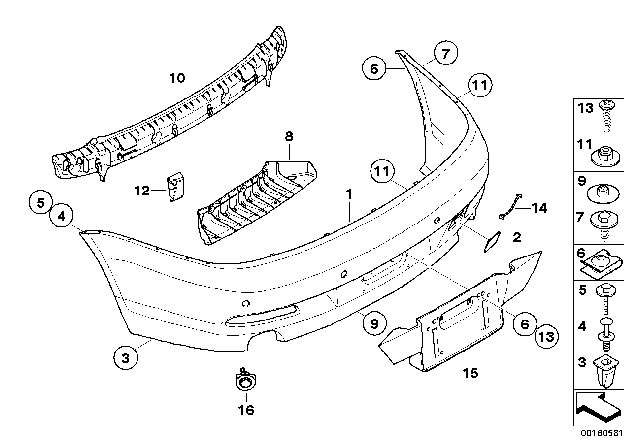 2006 BMW 650i Panel, Bumper, Primed, Rear Diagram for 51127078428