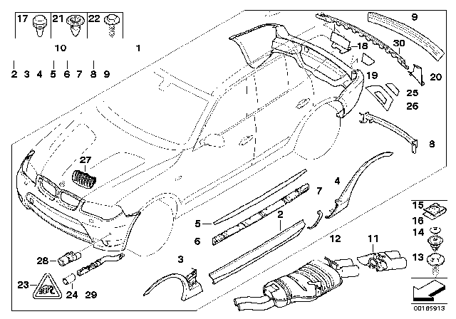 2004 BMW X3 Set, Stone-Impact Guard, Right Diagram for 82160392076