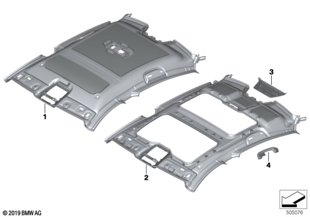 2020 BMW 840i Gran Coupe Individual Roofliner Alcantara Diagram