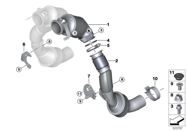 2020 BMW M8 Exchange Catalytic Converter.Close To Engine Top Diagram for 18327856827