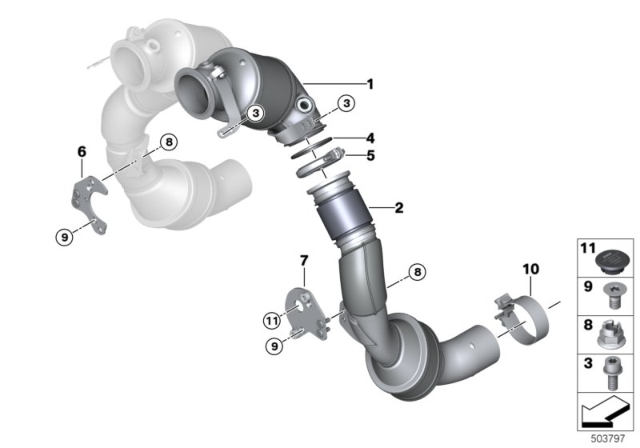 2020 BMW M8 Seal For Catalytic Converter.Close To Engine Diagram for 18327856835