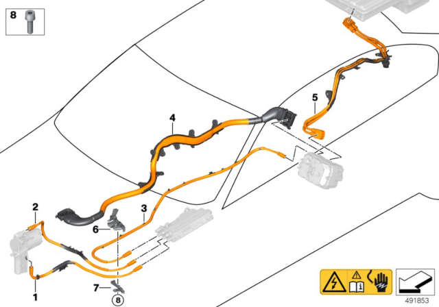 2016 BMW 330e High-Voltage Cable Power Electronics Diagram for 61126821420