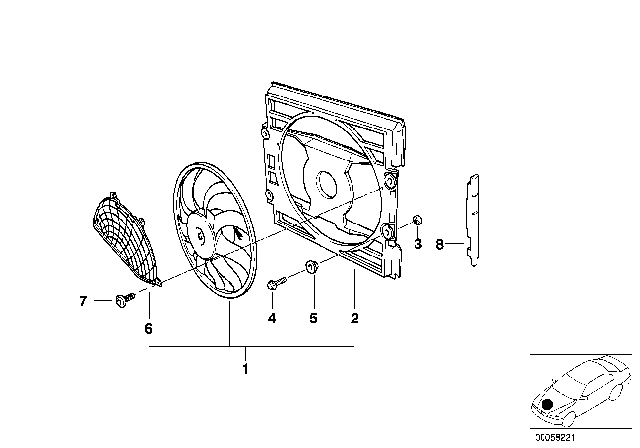 2000 BMW Z8 Pusher Fan And Mounting Parts Diagram