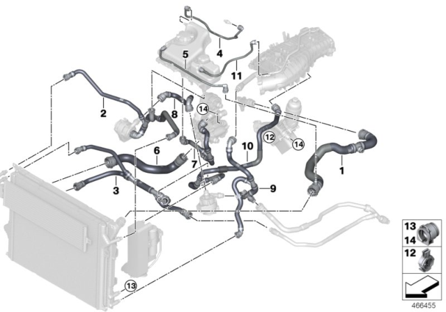 2018 BMW 330e Ventilation Line Radiator Top Diagram for 17128616142