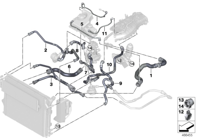 2018 BMW 330e Return Coolant Hose Diagram for 17128667356