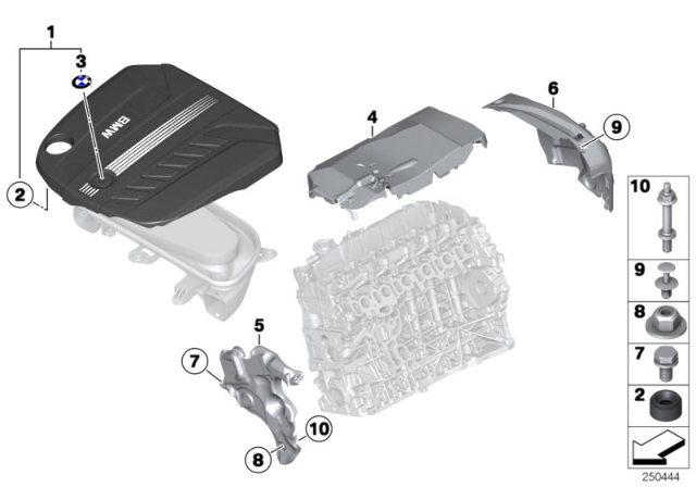 2016 BMW 535d Acoustic Cover Rear Diagram for 11147823218