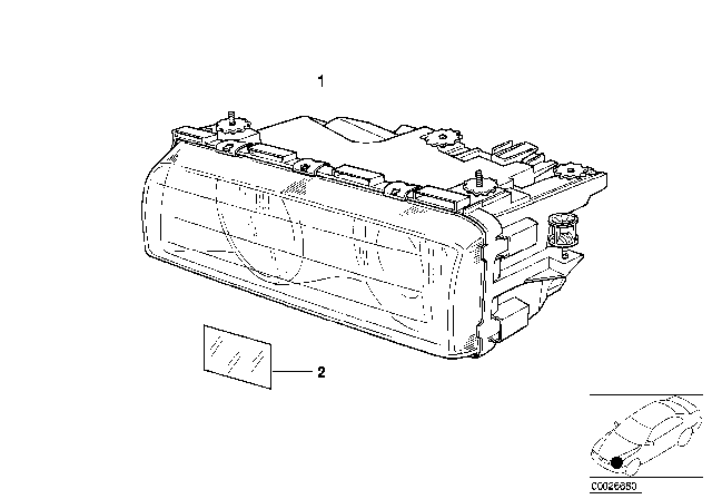 1997 BMW 740iL Right Headlight Diagram for 63128352744