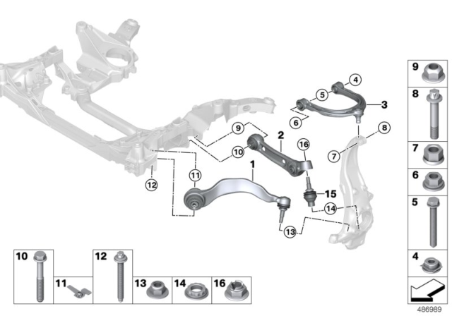 2020 BMW M550i xDrive Bottom Rubber Mount Wishbone, Right Diagram for 31106861174