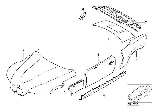 2002 BMW Z3 Outer Panel Diagram