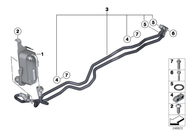 2018 BMW X4 Transmission Oil Cooler Line Diagram for 17227601763