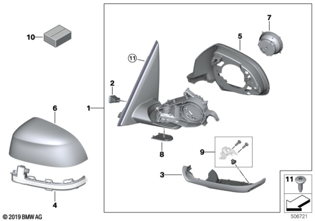 2020 BMW X6 Exterior Mirror Diagram