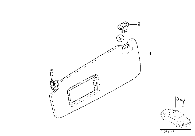 2004 BMW 745i Right Sun Visor Make-Up Lamp Diagram for 51167043532