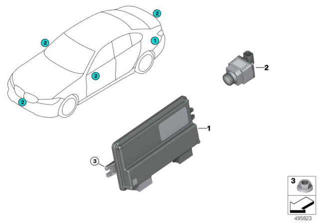 2020 BMW 330i xDrive Surround View Camera / Parking Man.Assistant Plus Diagram