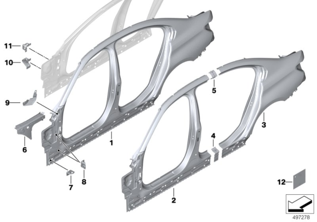 2020 BMW M340i Side Frame Diagram 1