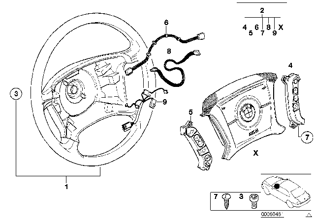 2005 BMW 325i Steering Wheel Airbag - Smart Multifunction Diagram