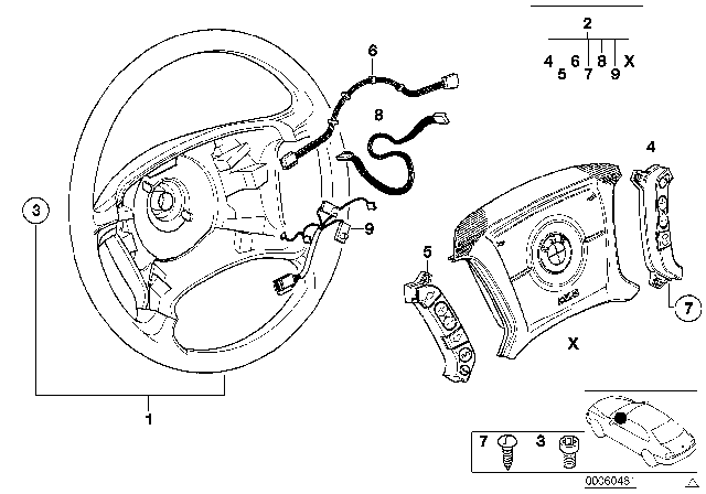 2004 BMW 325xi Steering Wheel Airbag - Smart Multifunction Diagram