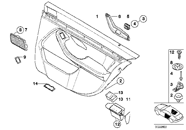 2000 BMW 540i Rear Door Trim Panel, Side Airbag Diagram