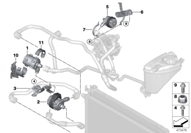 2020 BMW 530e Electric Water Pump / Mounting Diagram
