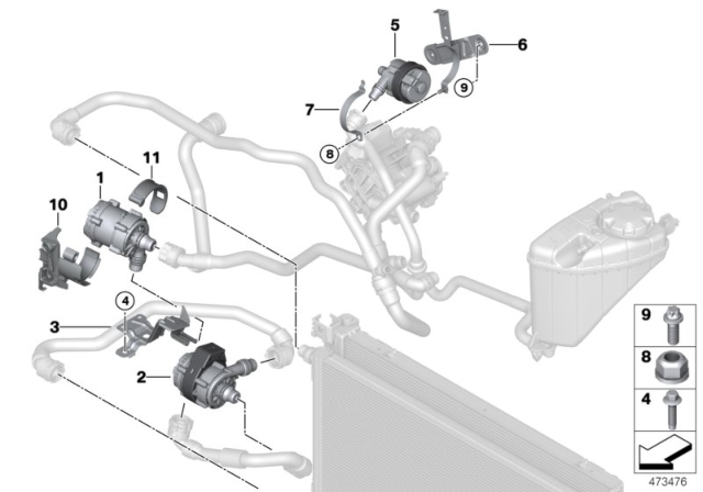 2018 BMW 530e xDrive Electric Water Pump / Mounting Diagram