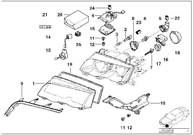 2006 BMW 325Ci Single Parts, Headlight Diagram