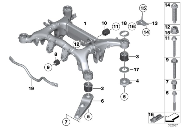 2014 BMW 750i Rear Axle Carrier Diagram