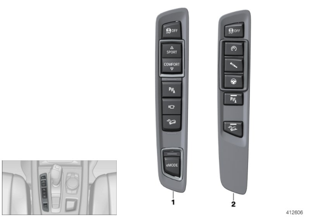 2019 BMW X6 Operating Unit, Centre Console Diagram