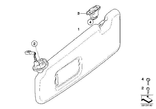 2010 BMW 650i Sun Visors Diagram