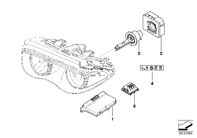 2005 BMW 745i Headlight, Electronic Parts, Xenon Light Diagram