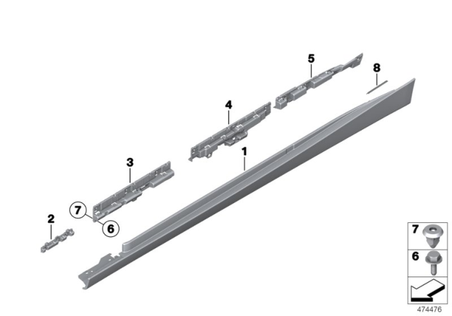 2020 BMW 440i xDrive Gran Coupe Cover Door Sill / Wheel Arch Diagram