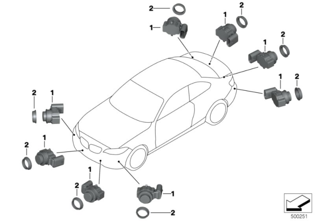 2015 BMW 228i xDrive Ultrasonic Sensor Pdc Diagram