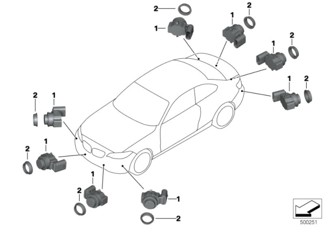 2019 BMW 230i Ultrasonic Sensor Pdc Diagram