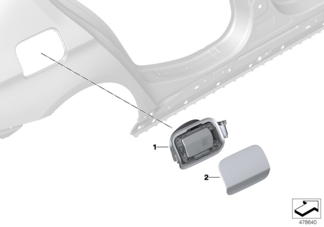 2020 BMW 530e Fill-In Flap Diagram