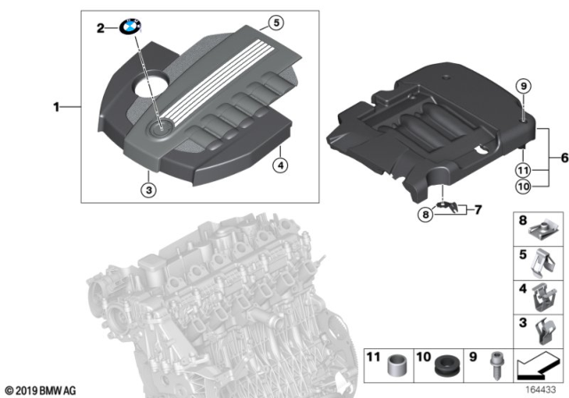 2013 BMW X5 Acoustic Cover Rear Diagram for 11147807643