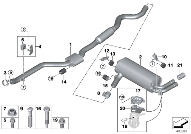 2019 BMW 430i xDrive Exhaust System Diagram