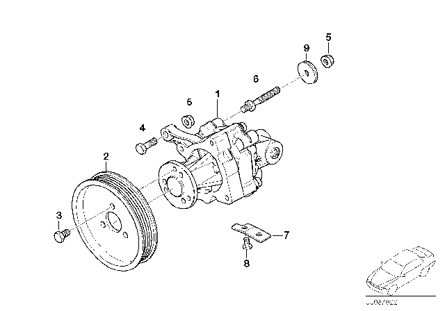 2001 BMW 540i Power Steering Pump Diagram